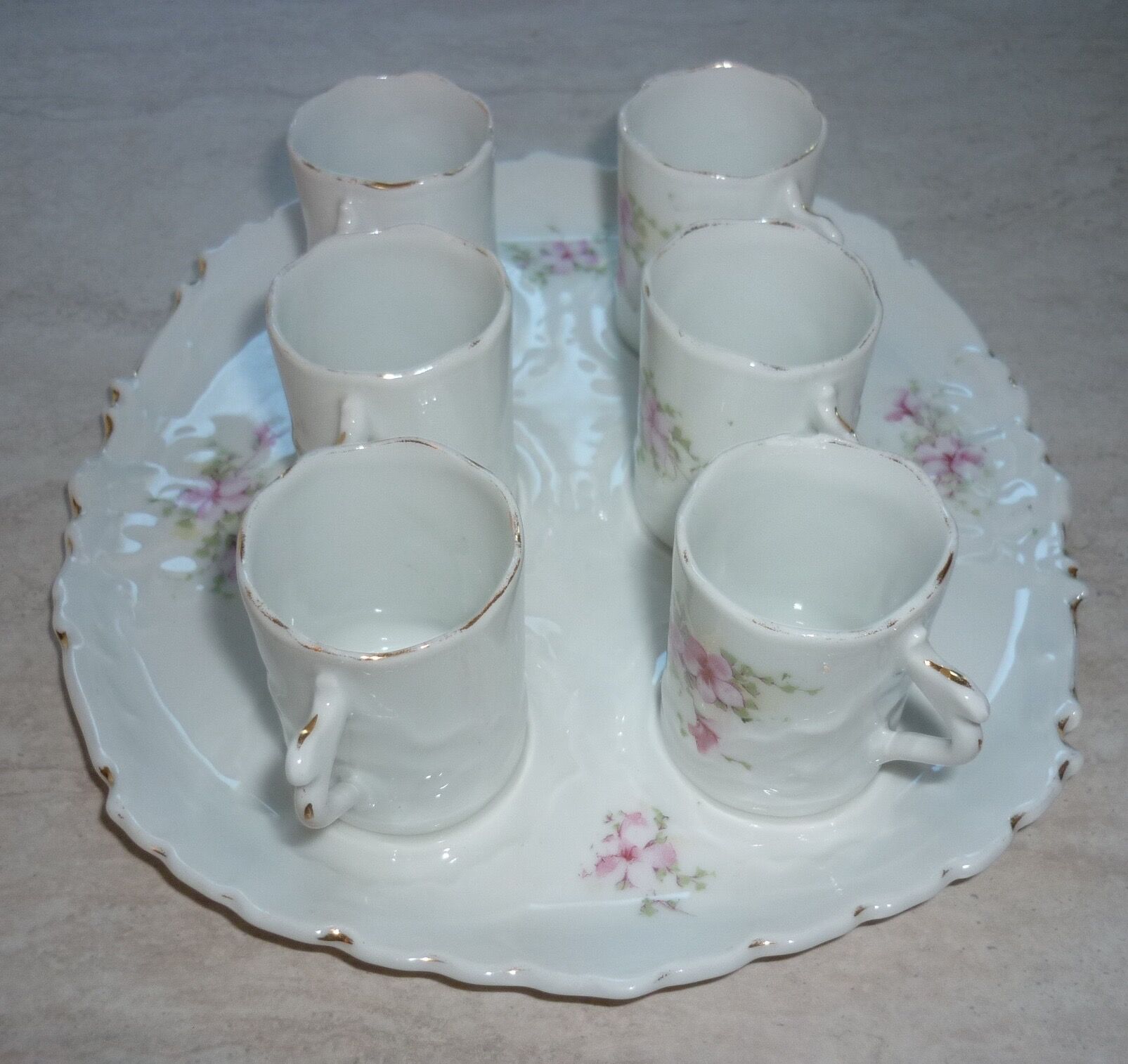 Coffee cups and tray, antique porcelain children's tableware