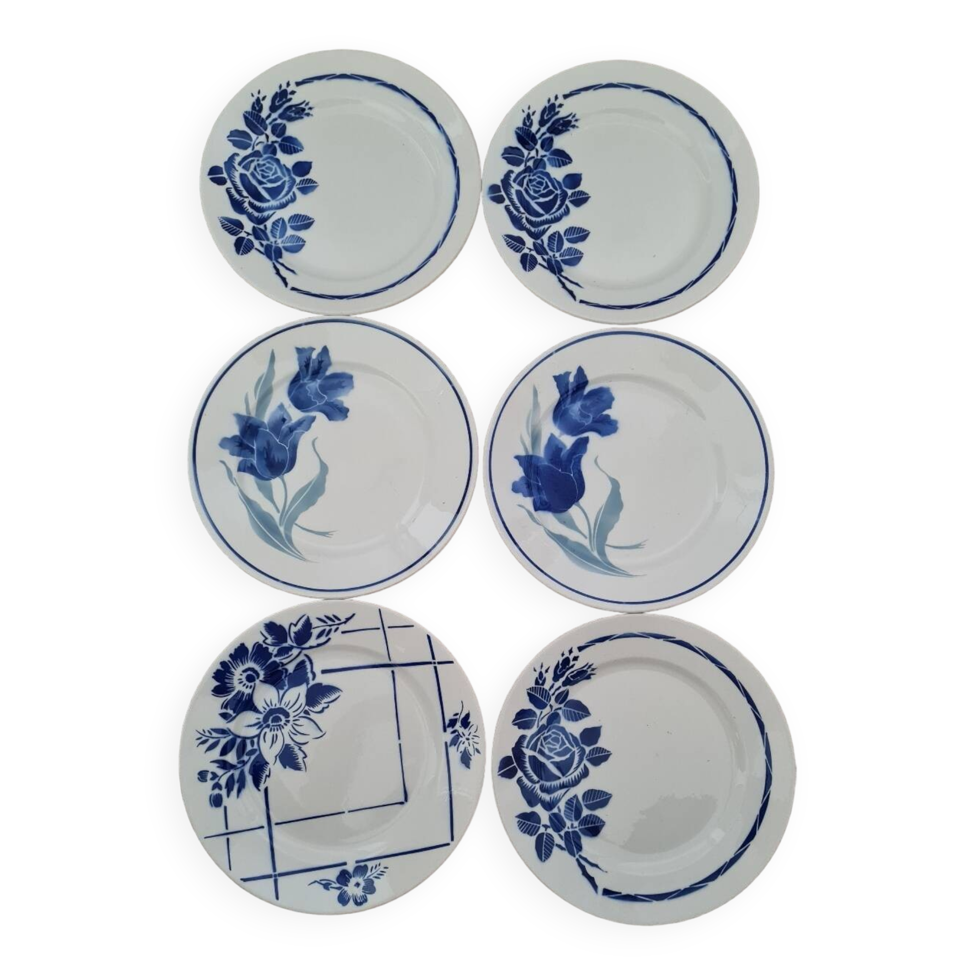 6 Blue plates