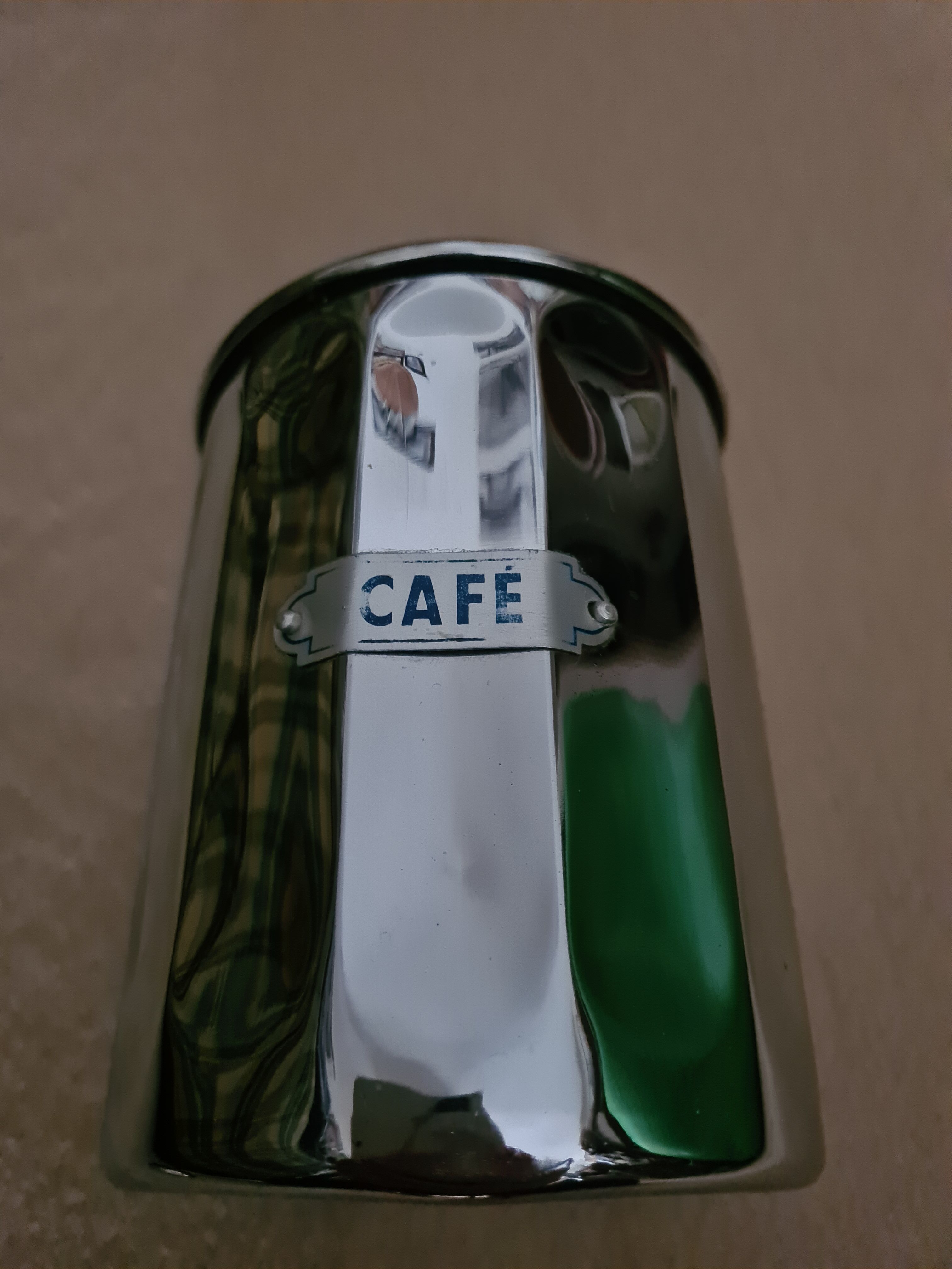 Vintage coffee pot in chrome metal