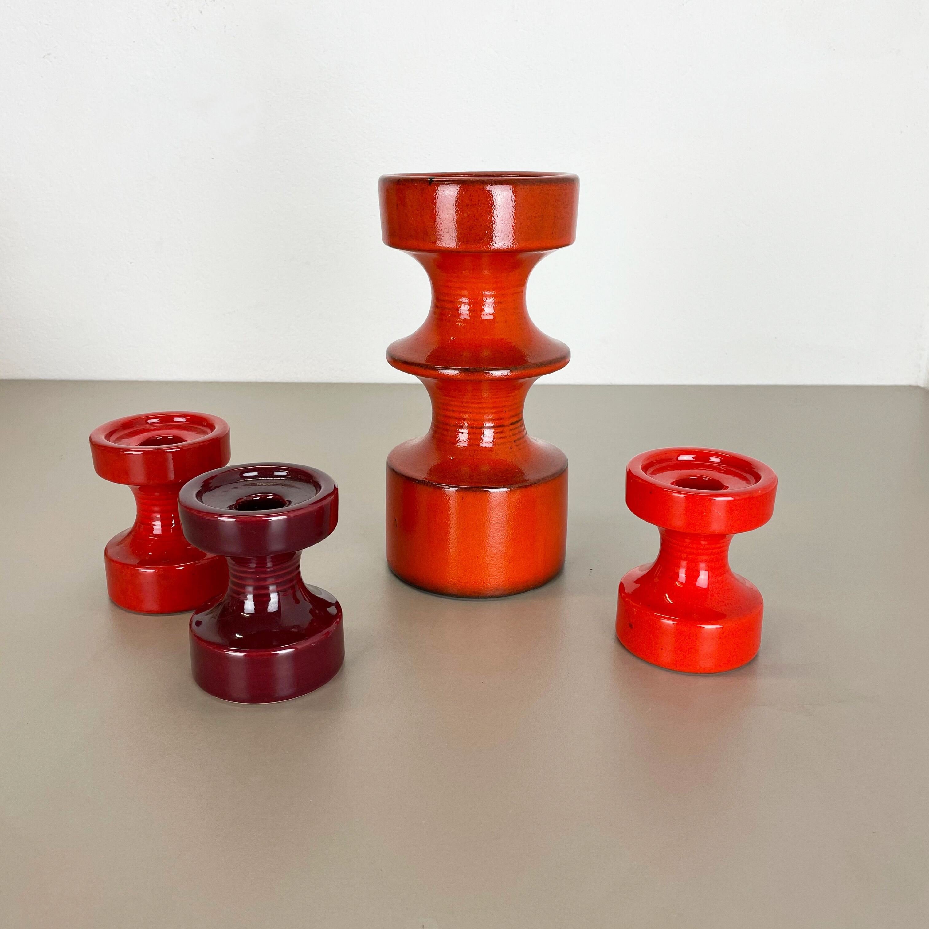 Set of Four Pottery Candleholder by Cari Zalloni for Steuler, Germany, 1970s