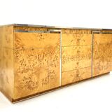 Enfilade loupe d'elm and brass 1970s