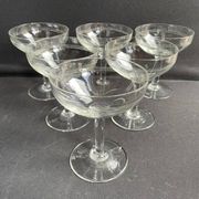 6 engraved crystal champagne glasses – Art Deco