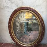 Oval gilded mirror 107x90cm