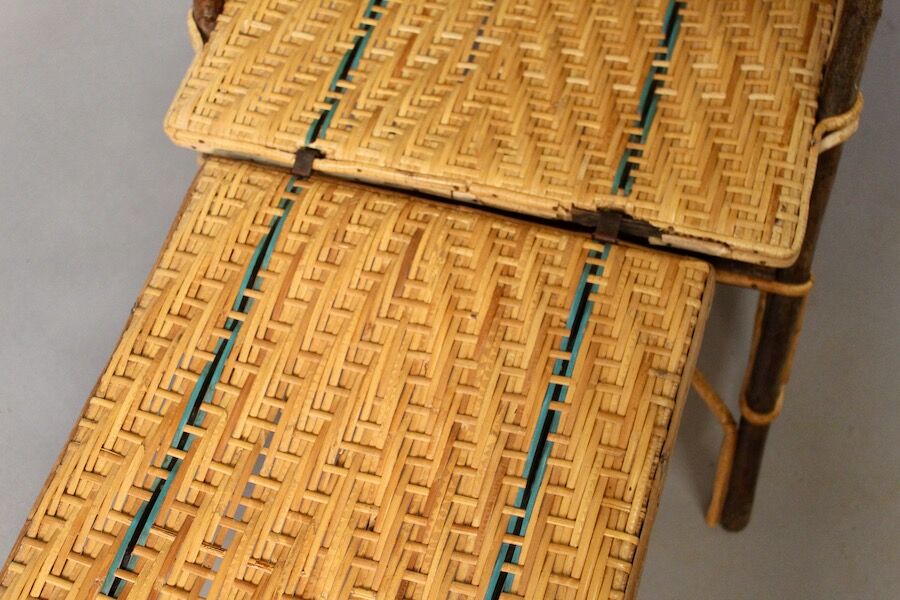 Folding rattan chaise longue 1900