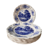 Set of 6 small plates in earthenware from Sarreguemines France, model "Romantic"