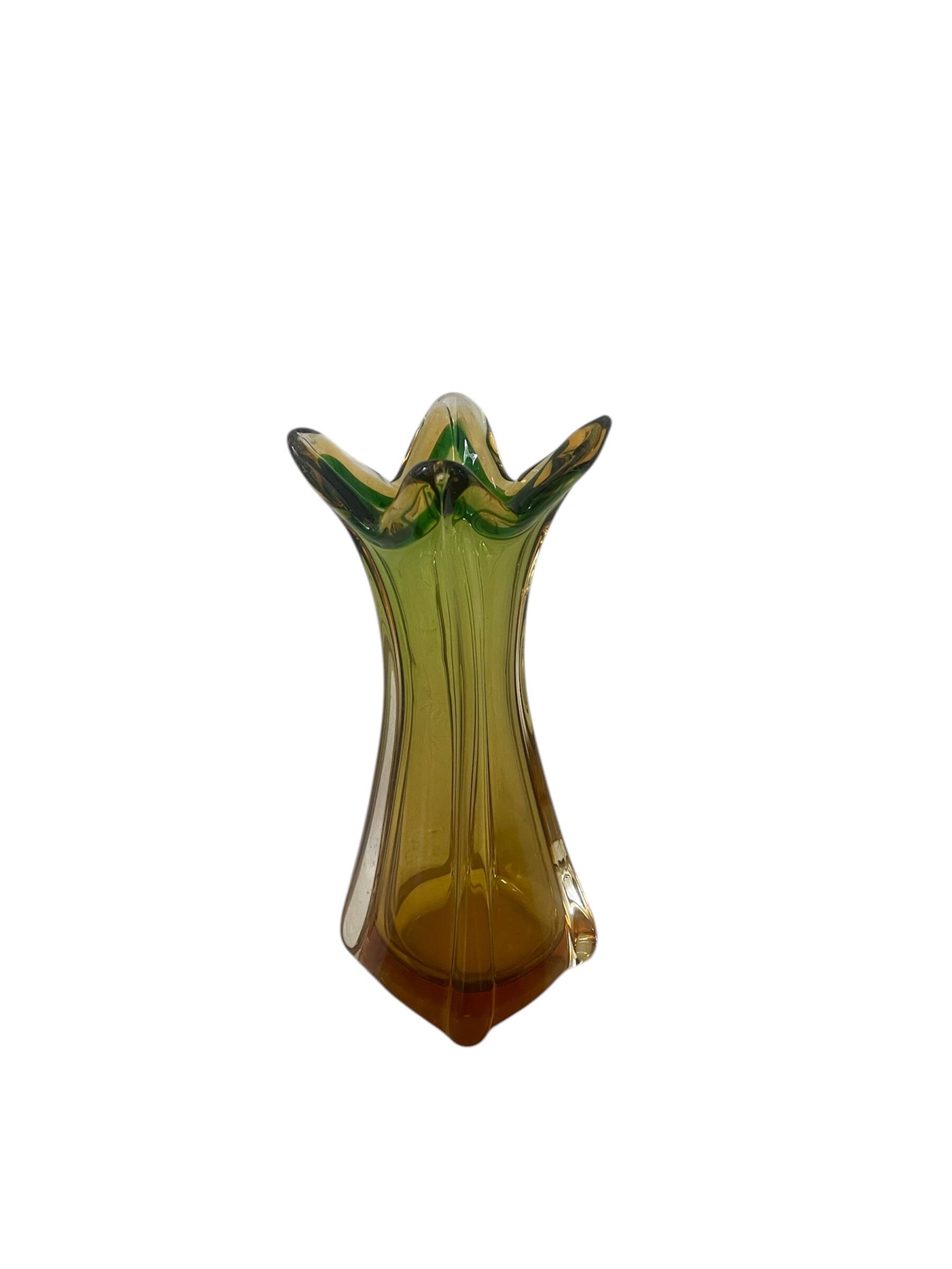 Amber Murano glass vase circa 1960