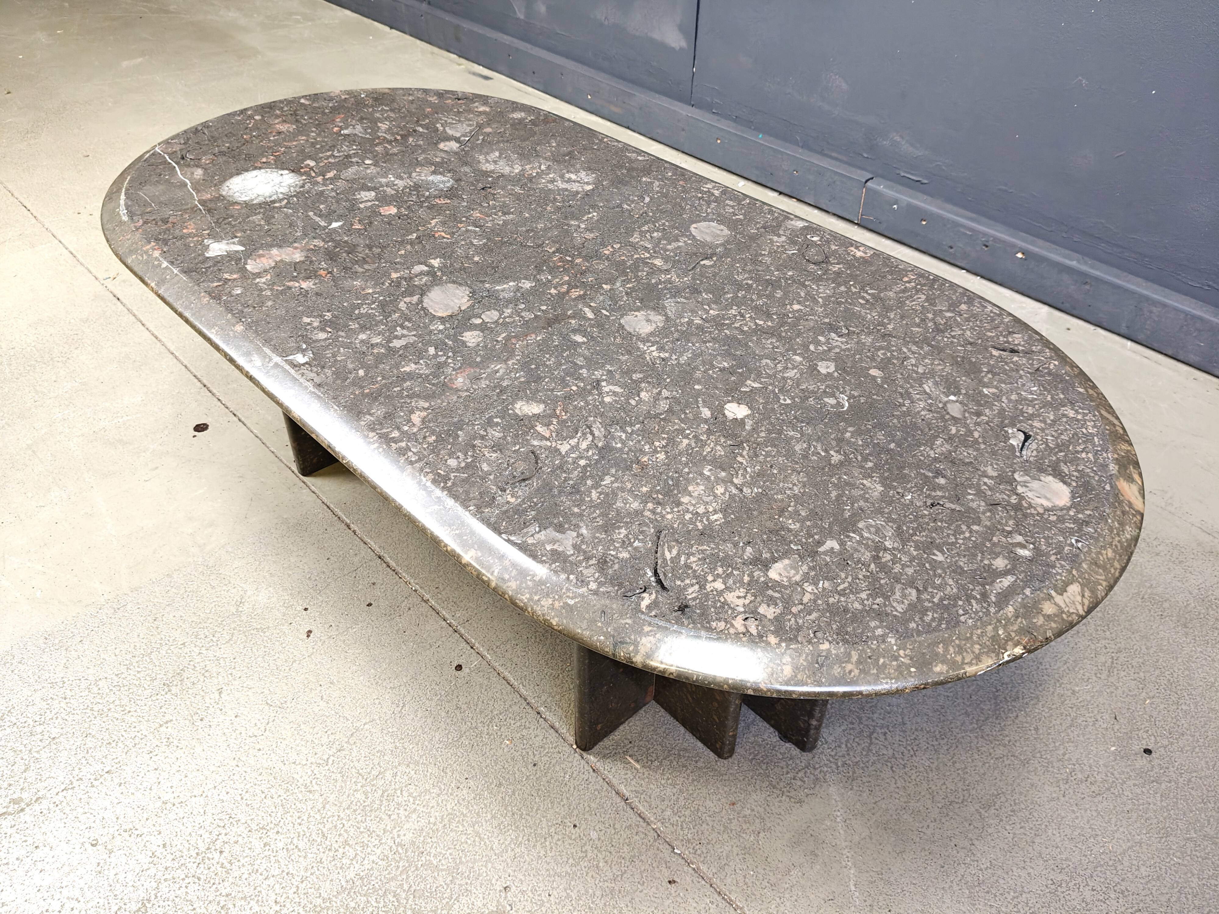 Vintage italian grey marble coffee table, 1970s