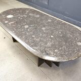 Vintage italian grey marble coffee table, 1970s