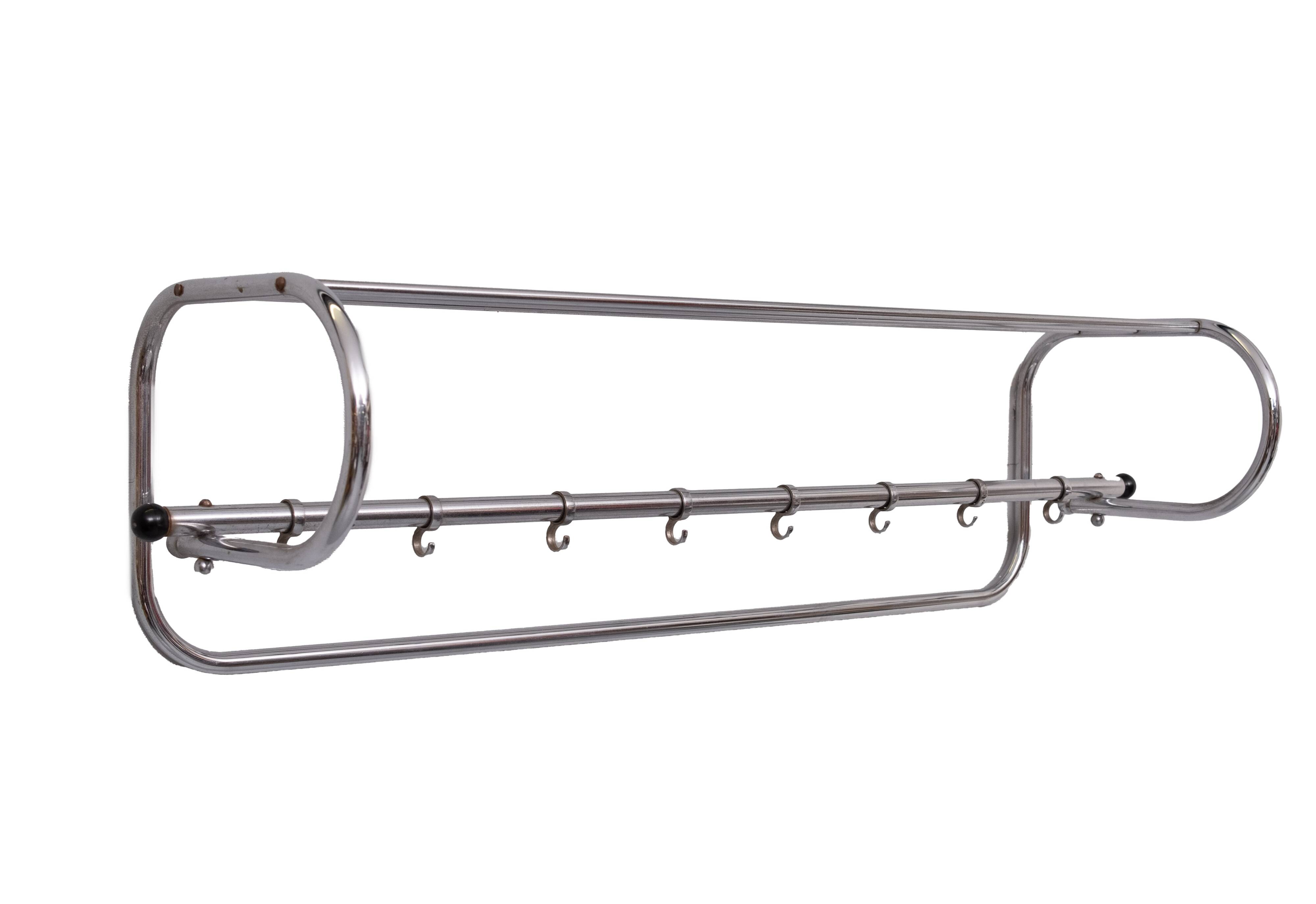 Art Deco Chrome wall Coat Rack Holland 1930s