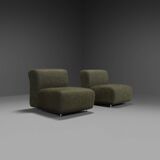 Set of two fabric and fiberglass easy chairs by Alberto Rosselli for Saporiti