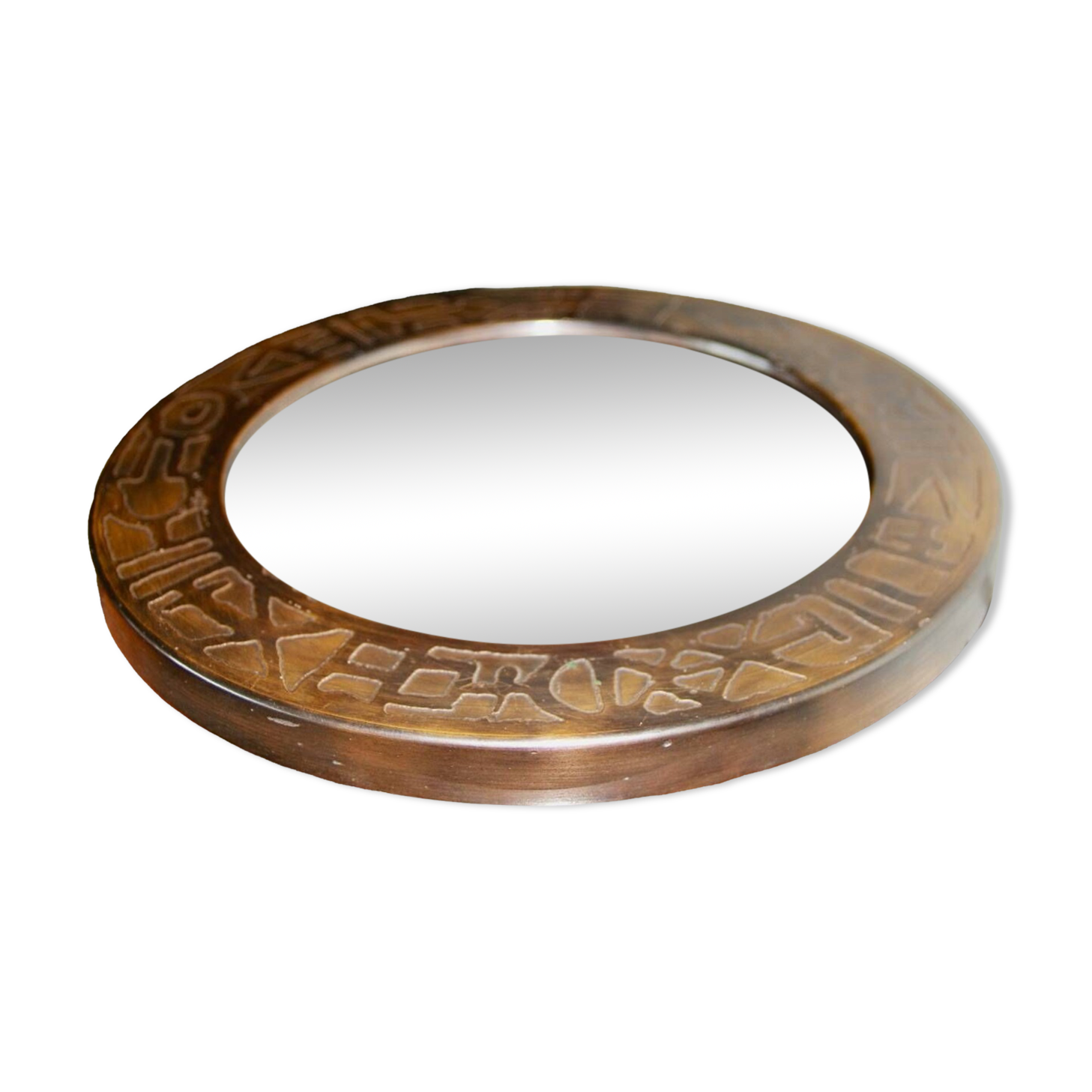 Vintage round copper mirror by marco fugeri 1960