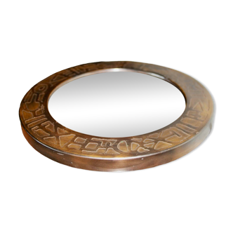 Miroir vintage rond en cuivre par marco fugeri 1960