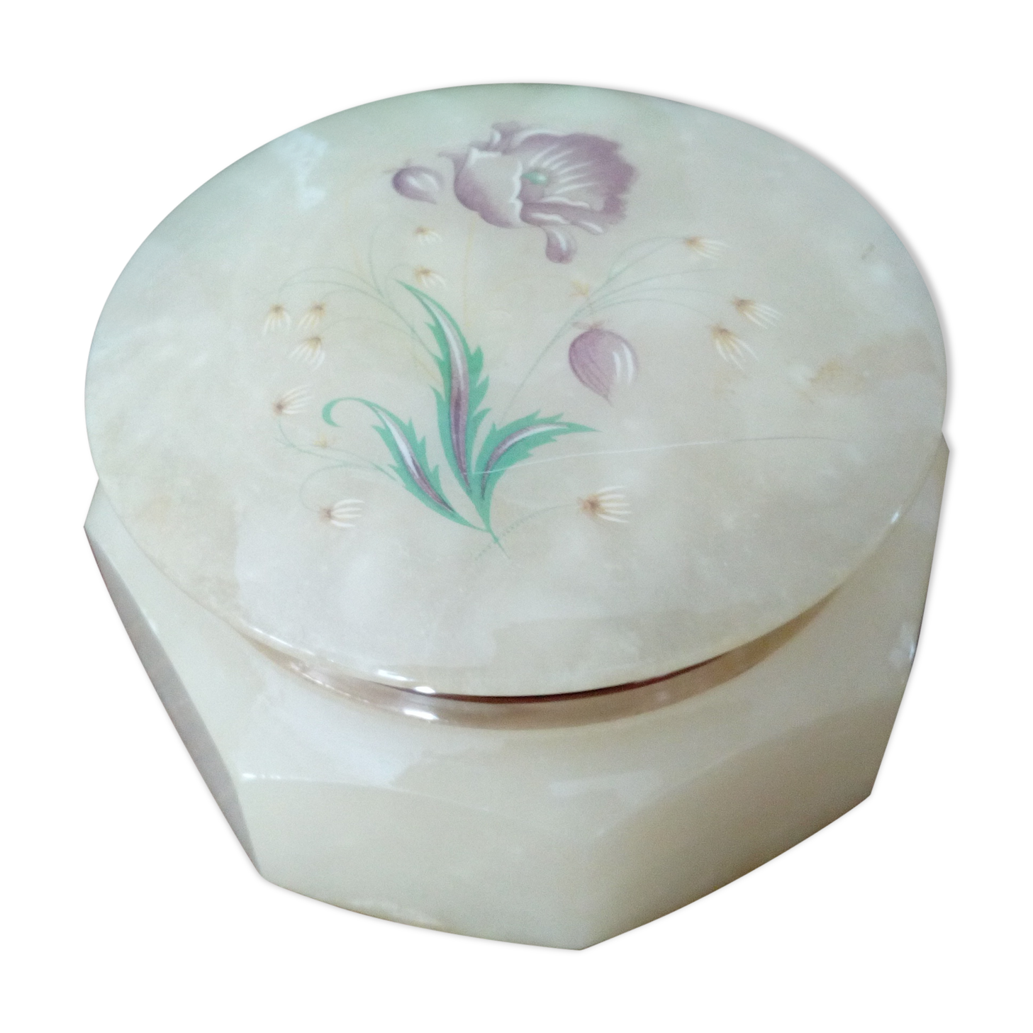 Boîte coffret albâtre et fleur