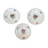 Set of 3 plates with sarreguemines floral motif