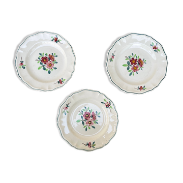 Set of 3 plates with a floral pattern from Sarreguemines.