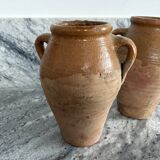 Pair of Provençal enamelled terracotta jars