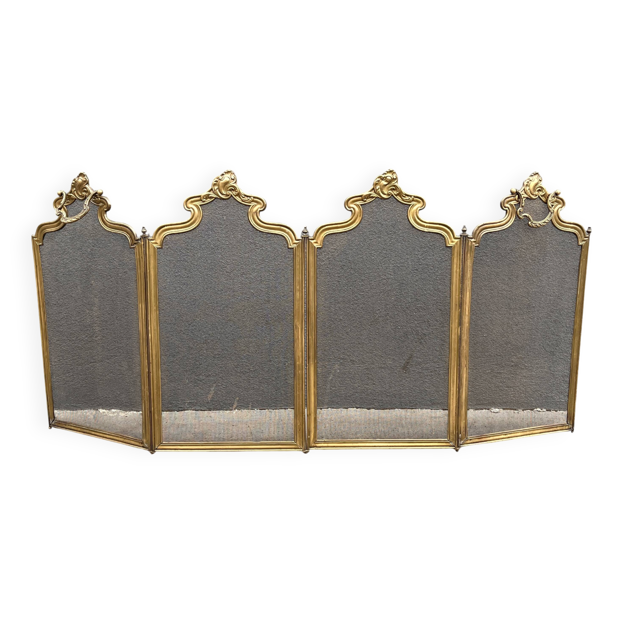 19th century Art Nouveau brass fireplace screen