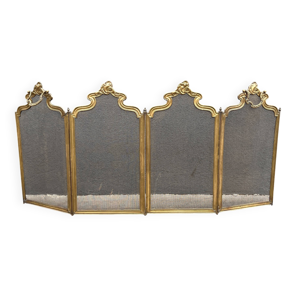 Pare feu de cheminée XIXème siècle Art Nouveau en laiton