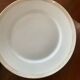 Lot of six flat plates, crockery, old white, gilded