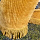 Set of toad armchairs and vintage yellow ottoman