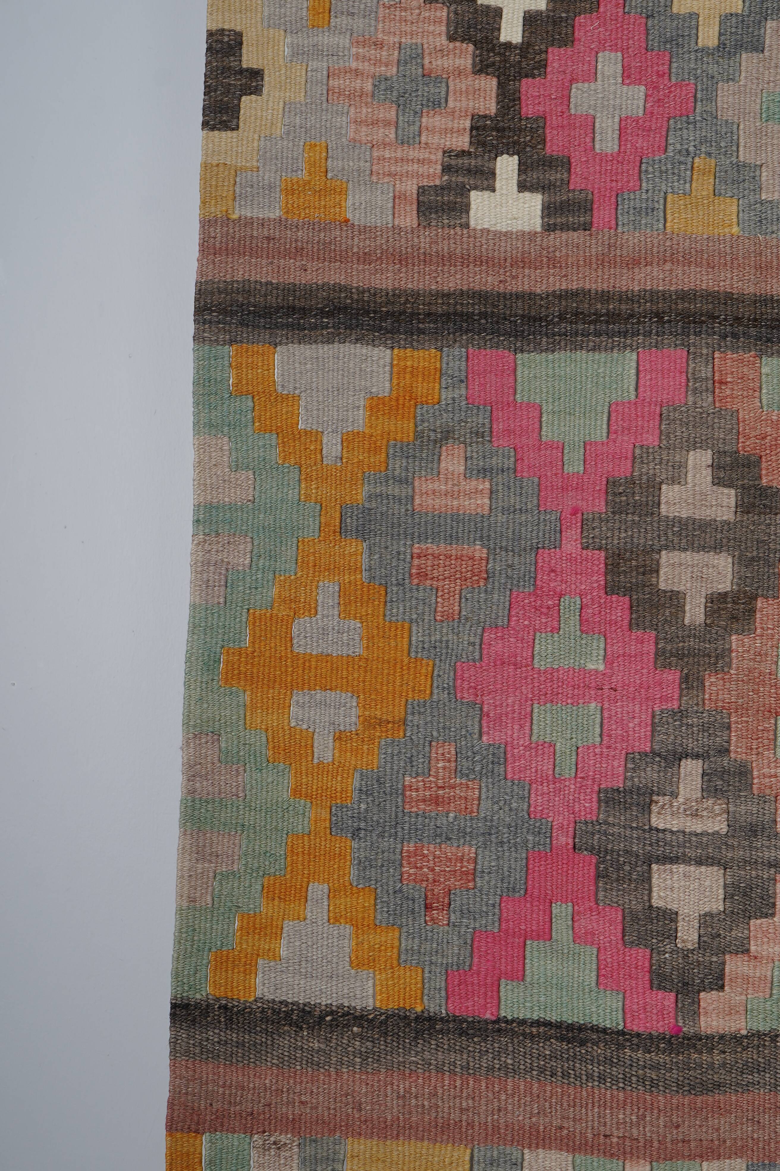 Vintage Turkish Oushak Handwoven Rug 72x384 cm