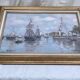 Signed framed painting Oil on canvas “Honfleur” dimensions: height -49cm- width -63 cm-