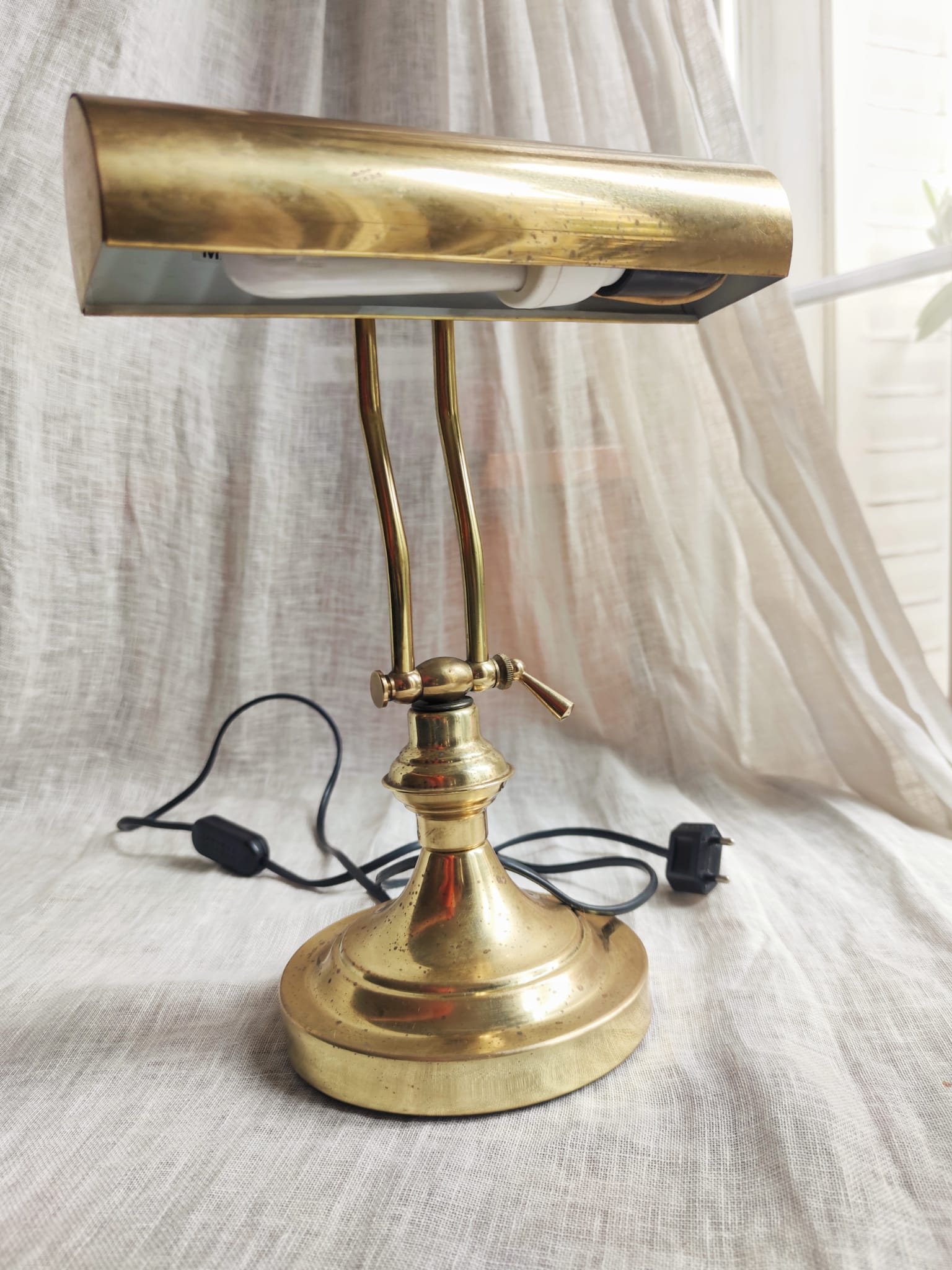 Golden brass desk/banker's lamp
