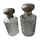 Lot of 2 crystal bottles model bamboo solid silver cap