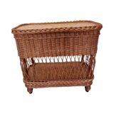 Vintage Wicker Woven Cabinet With Drawer, 90s