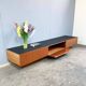 Minimalist XXL lowboard, teak and black top, 1960s