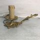 Former hand candleholder in golden bronze electrified vintage lamp