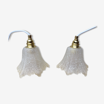 Pair of tulip walkers in speckled glass