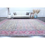 1970s Vintage Persian Handmade Wool Cotton Light Tan Area Rug 285x387
