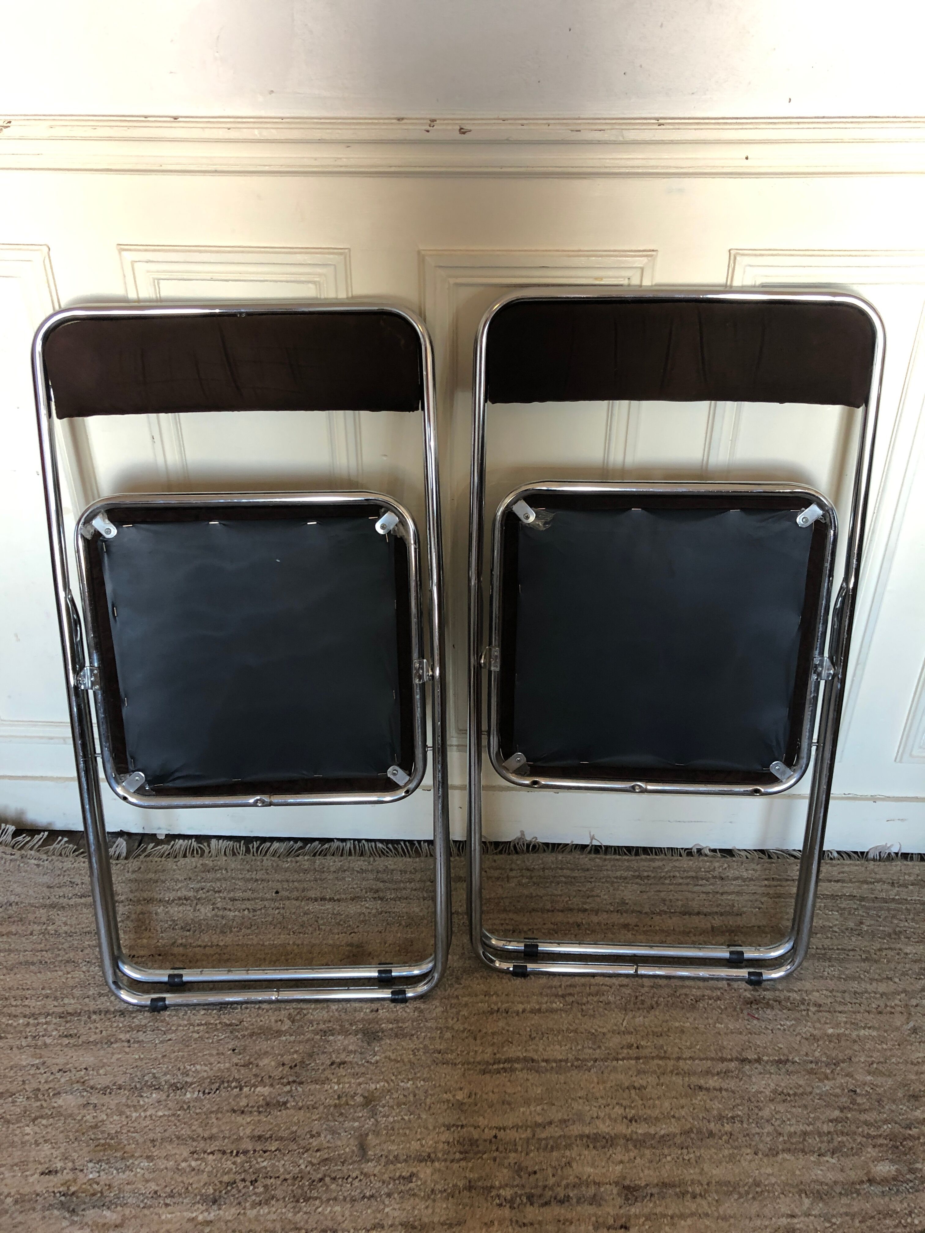 Pair of folding chairs chrome