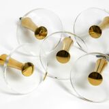 70s set of 6 coat hooks made of brass and plexiglass Vereinigte Werkstätten