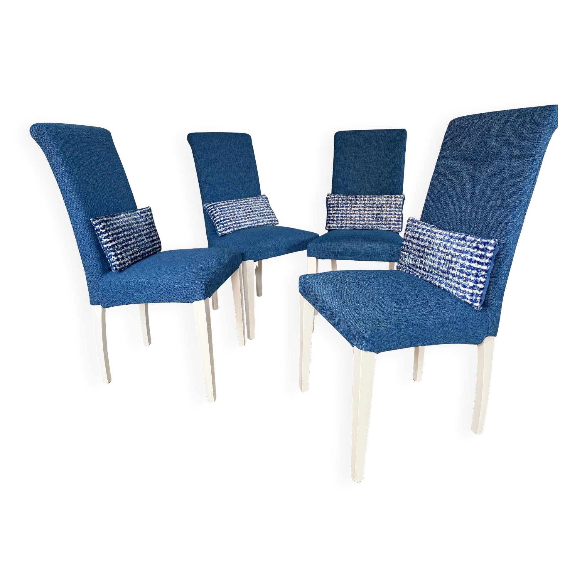 Set of 4 Calligaris chairs with Designers Guild covers.