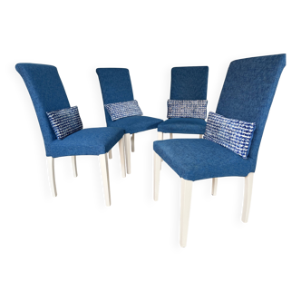 Set of 4 Calligaris chairs with Designers Guild covers.