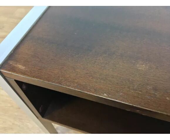 Coffee table wood and aluminum 70s