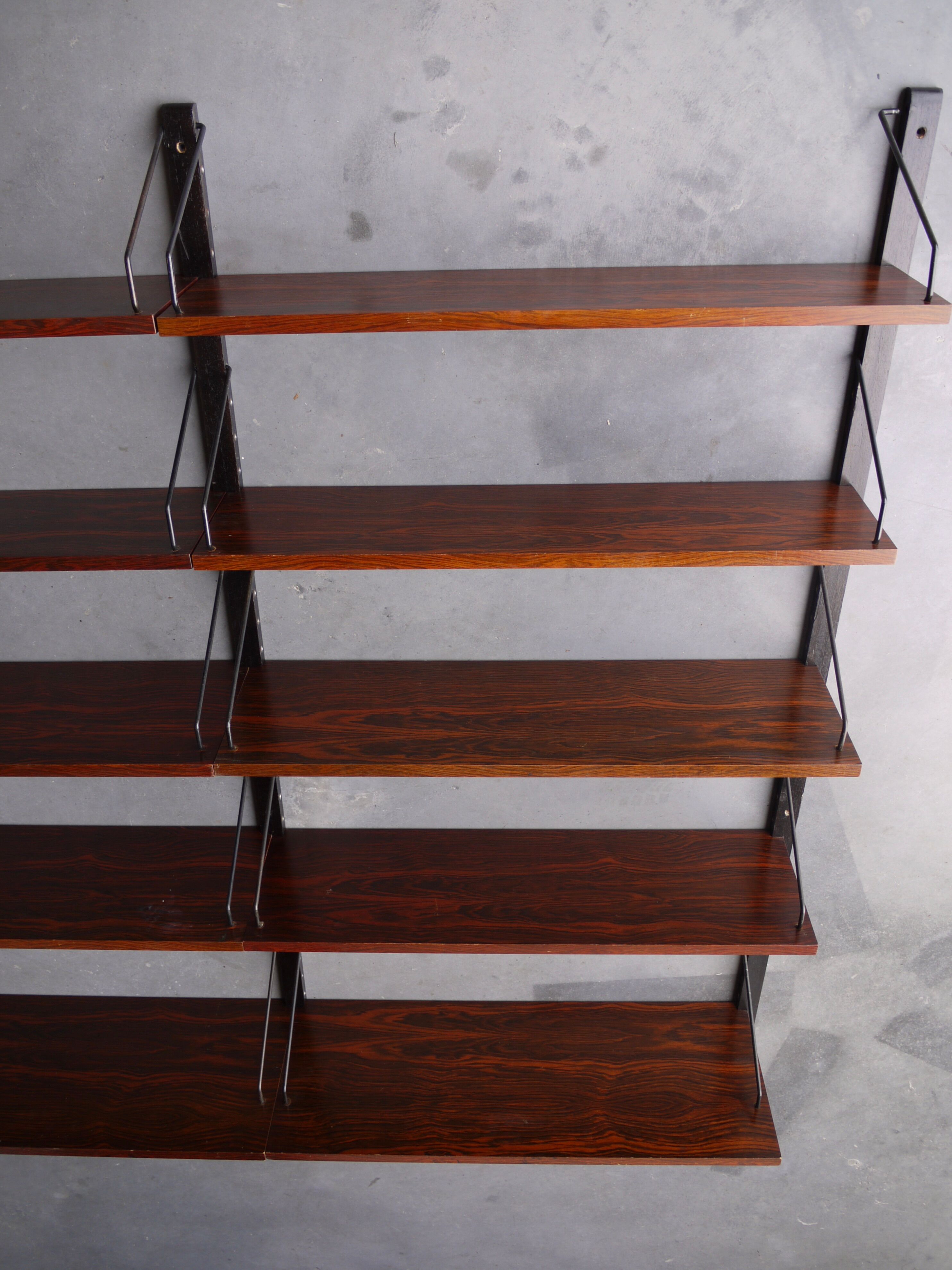 Vintage Rosewood wall shelving unit shelves by Poul Cadovius, 1960s