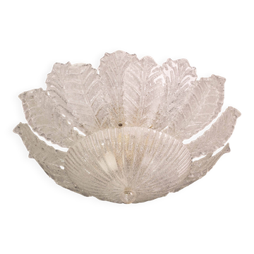 Plafonnier vintage en verre de Murano transparent de grande taille, modèle Verona, 197