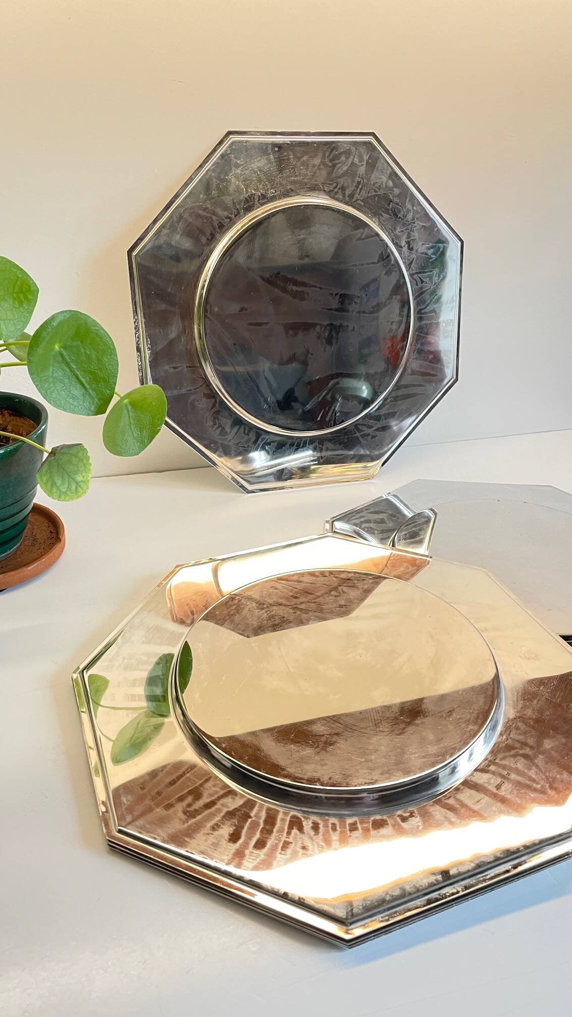 6 Vintage Silver-Plated Metal Plates and Dishes
