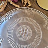 Art deco decoration trivet in transparent and opaque/frosted glass