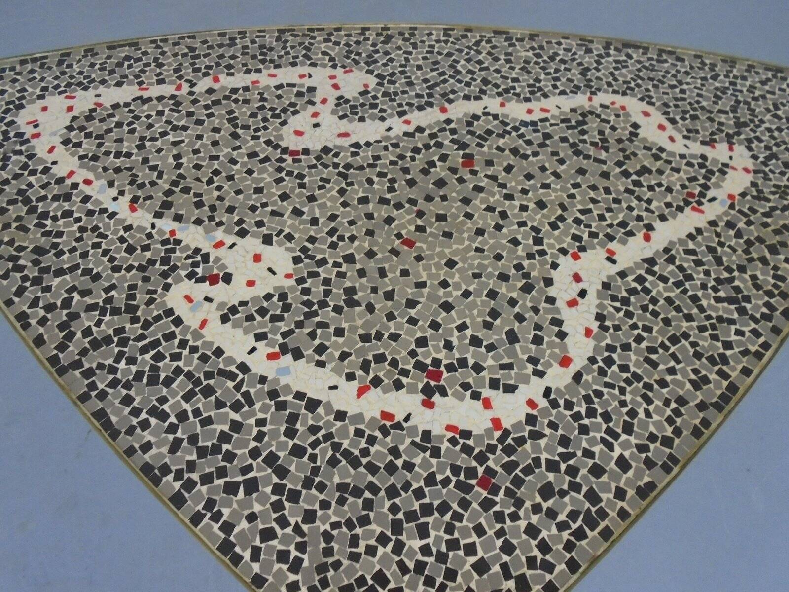 Large German Mosaic Kidney Coffee Table, 1960s