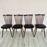 Lot de 4 chaises bistrot vintage Baumann Menuet – hêtre massif