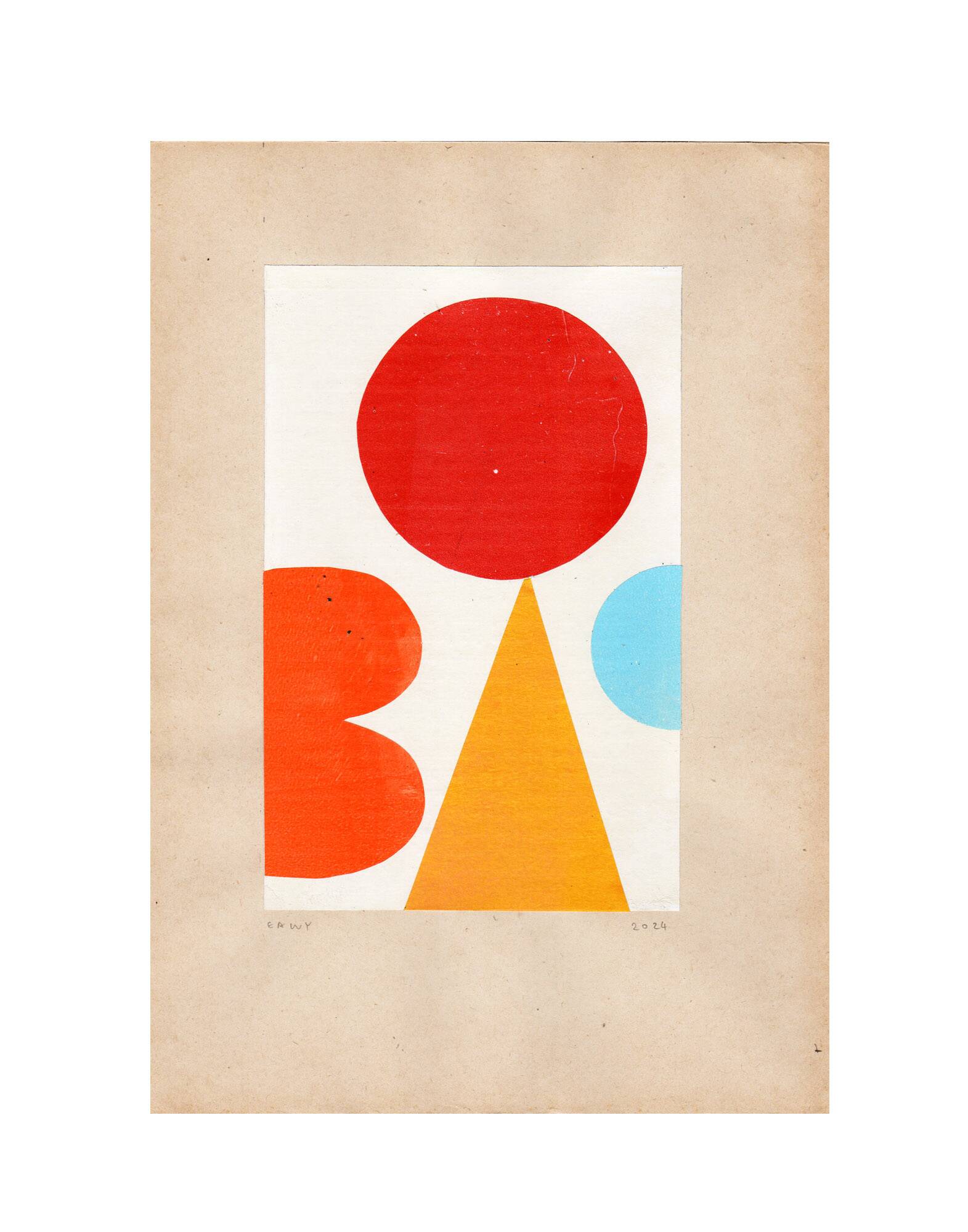 Collage on old paper - H711 - signed Eawy