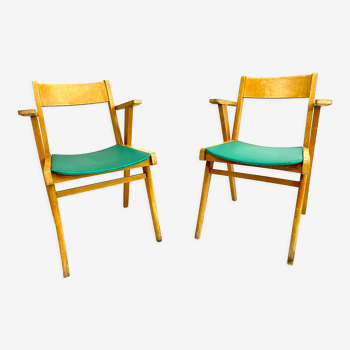 Paire de fauteuil chaise bridge design vintage 50
