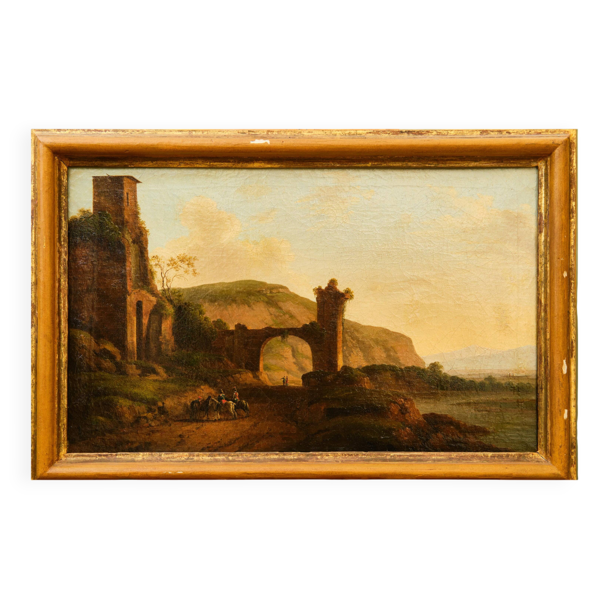 Paysage avec cavaliers, ÉCOLE ITALIENNE, XVIIIe SIÈCLE