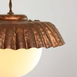 Mid-Century Italian Copper and Opaline Pendant Lamp