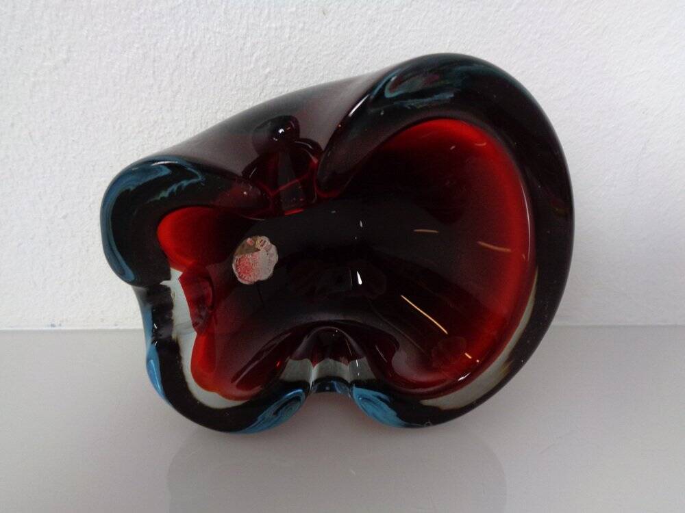 Sommerso Murano Glass Ashtray, Italy, 1960s
