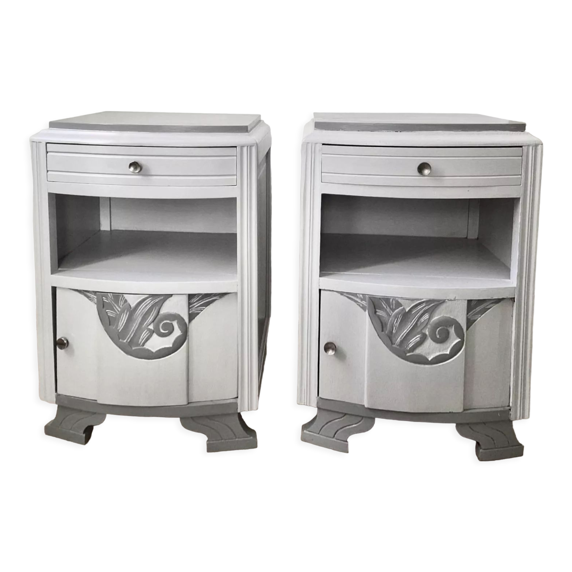 Pair of bedside tables Art Deco 1940s